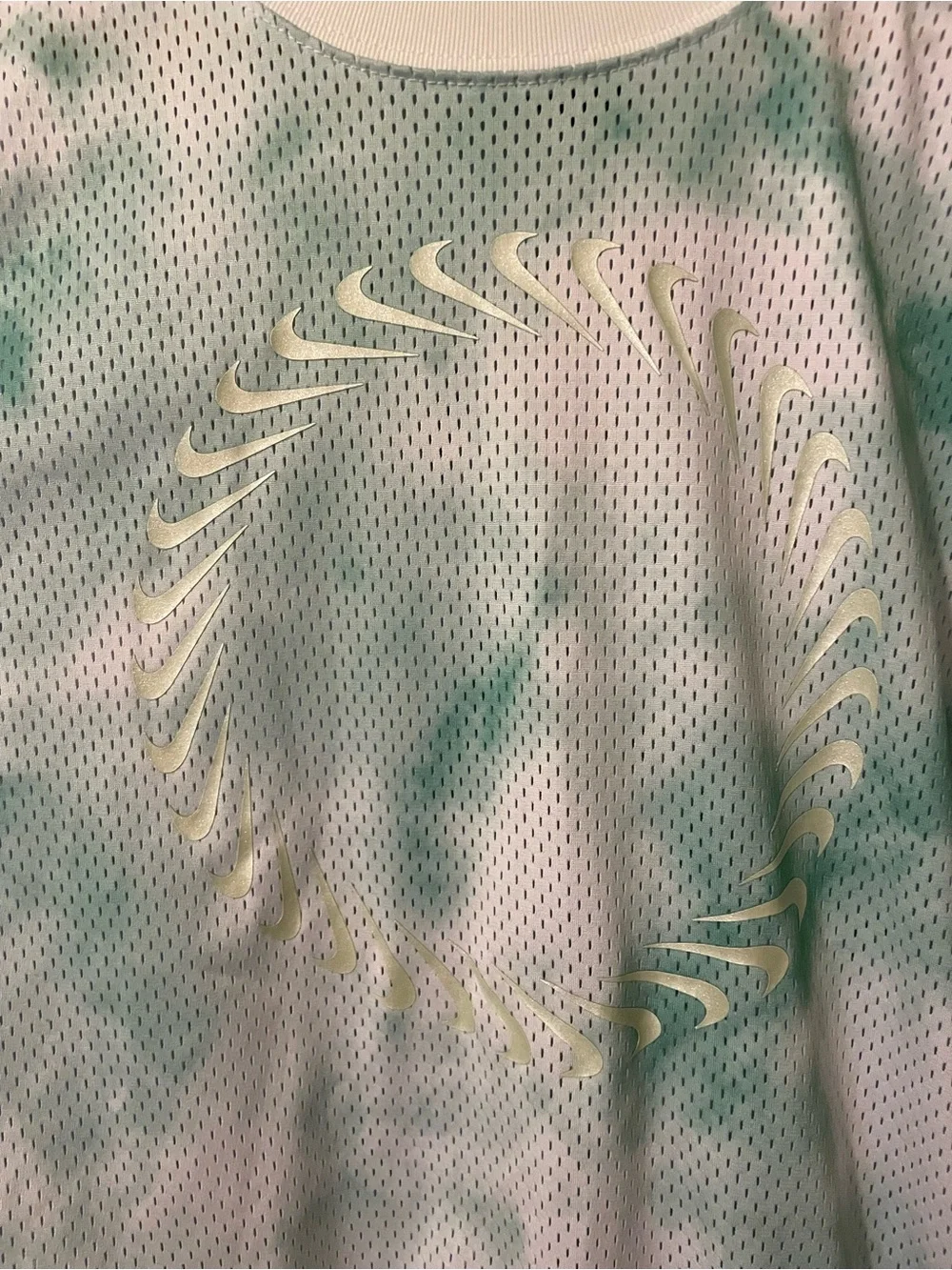 Nike Green Tie-Dye Mesh Top with Drawstring Waist